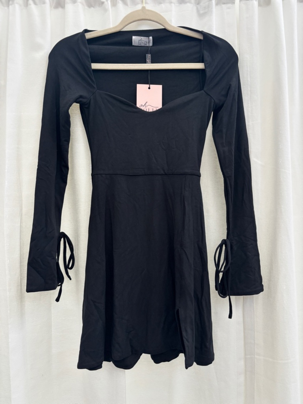 Oh Polly Black Long Sleeve Square Neck Mini Dress